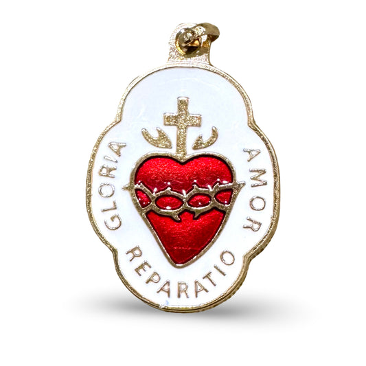 Large Gold Trim Sacred Heart Pendant