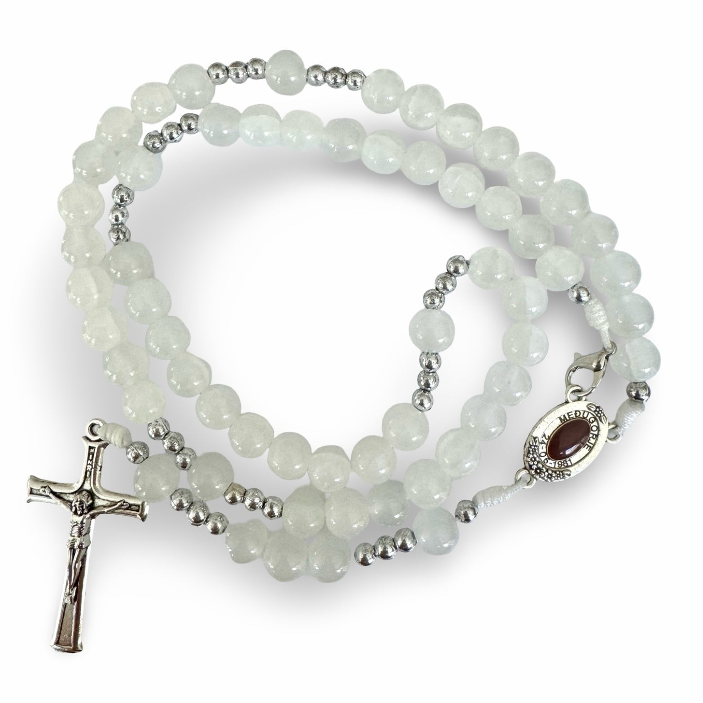 Large Queen of Peace Marble Rosary of Assorted Colors with Soil