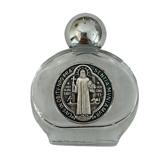 St. Benedict Oval Glass Holy Water Bottle
