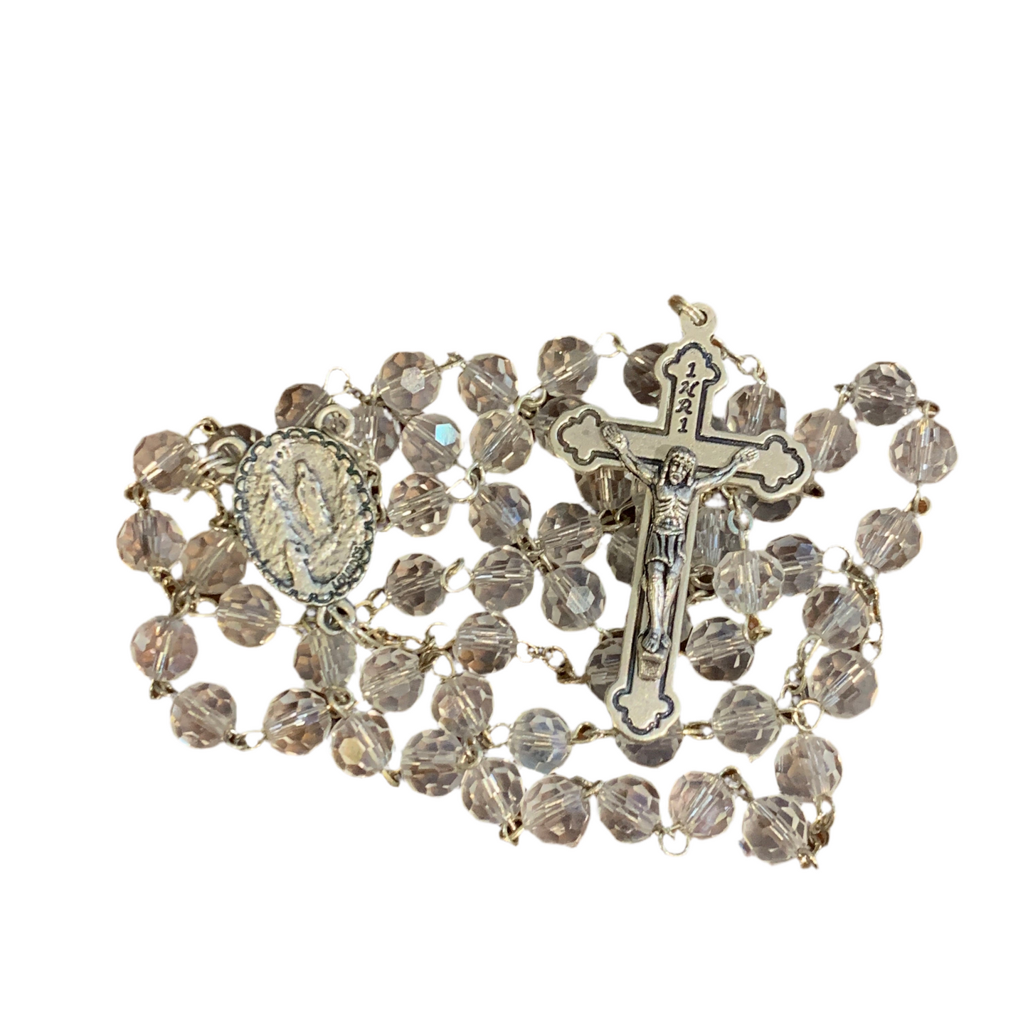 Thin Cut Crystal Lourdes Rosary