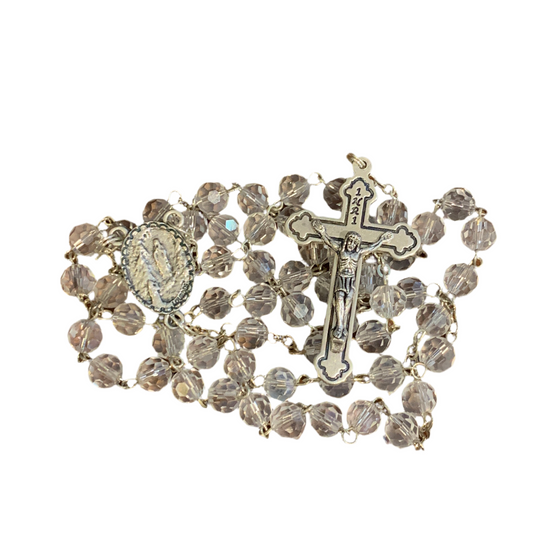Tin Cut Crystal Lourdes Rosary