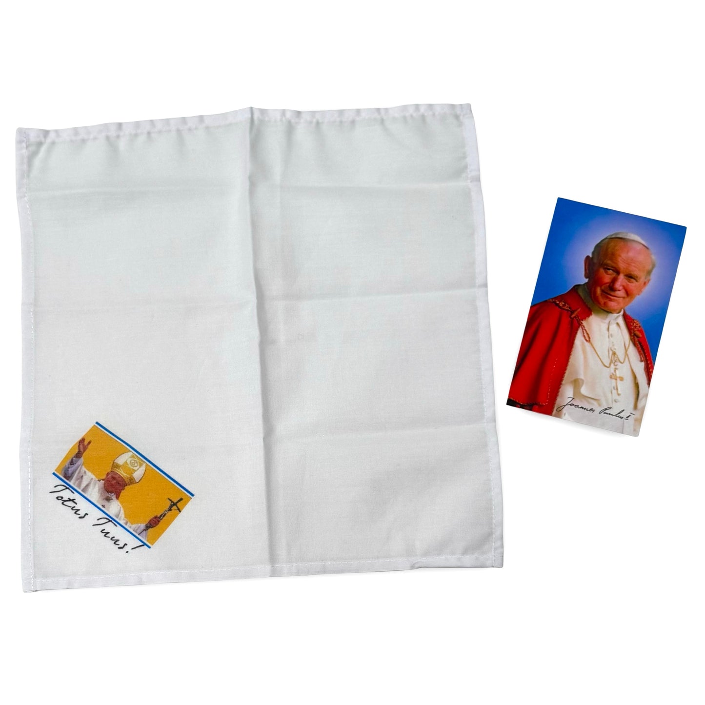 St. JPII “Totus Tuus!” Handkerchief with Holy Card