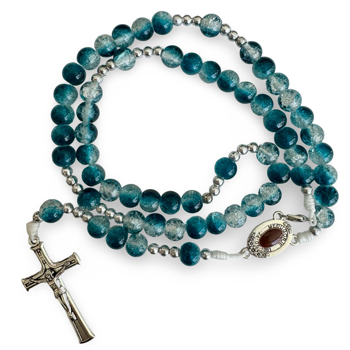 Large Queen of Peace Marble Rosary of Assorted Colors with Soil