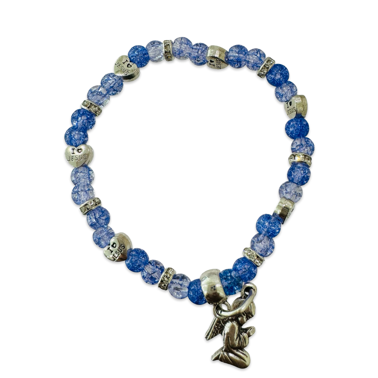 Crystal and Silver Guardian Angel Baby Bracelet in Case