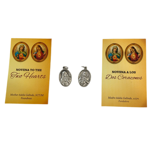 Two Hearts Medal and Novena/ Medalla de los Dos Corazones y Novena