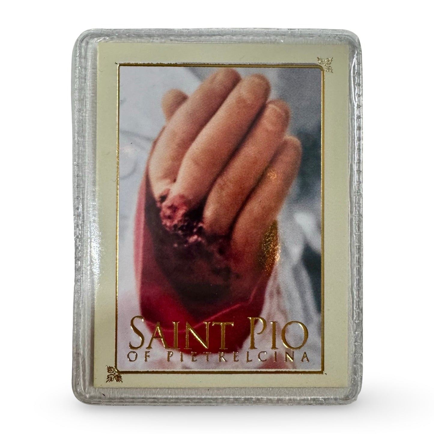 Padre Pio Holy Card with Relic