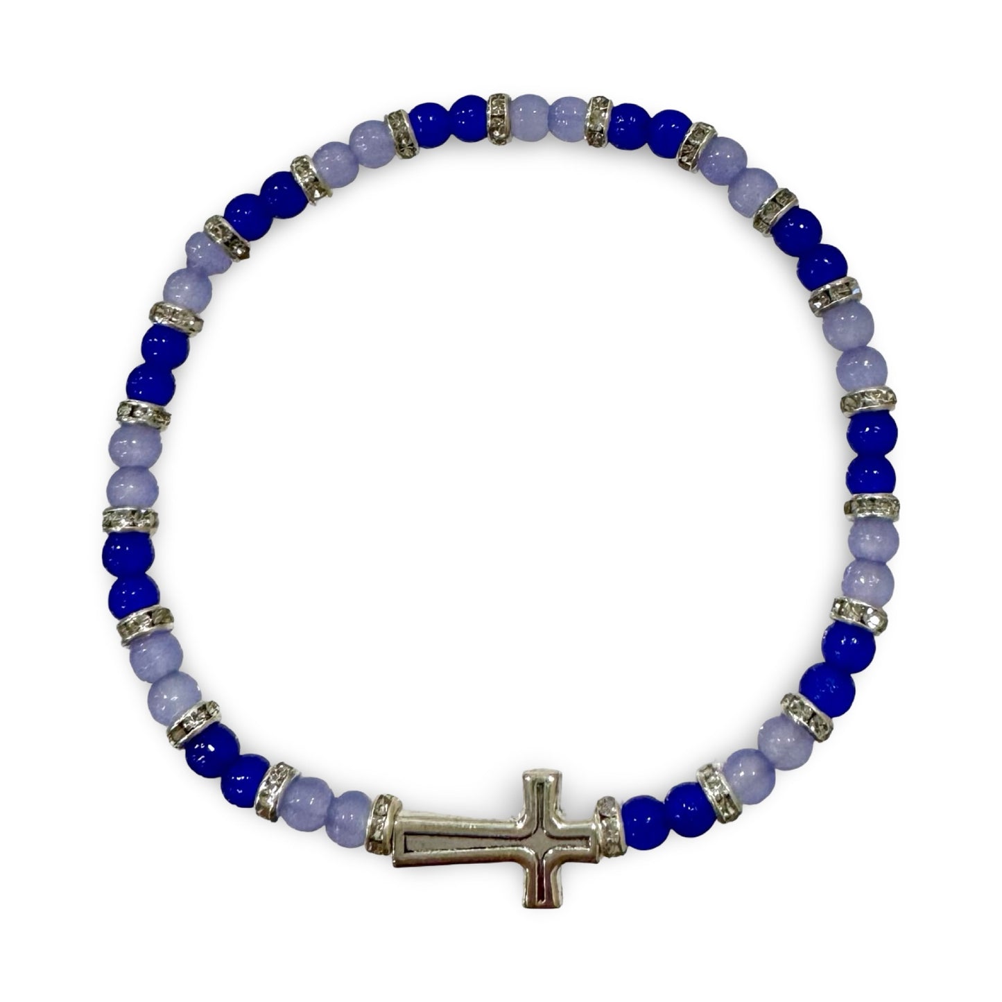 Two-Toned Colorful Beaded Cross Bracelet