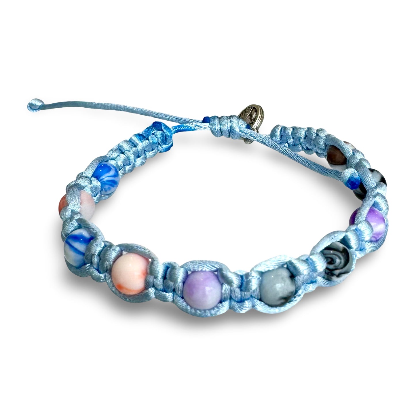 Queen of Peace Colorful Cord Bracelet With Marble Beads