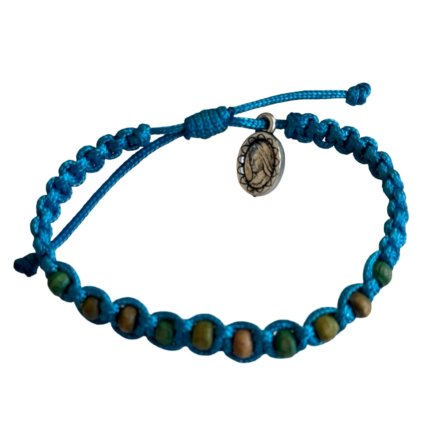 Queen of Peace Cord Bracelet With Colored Wooden Beads