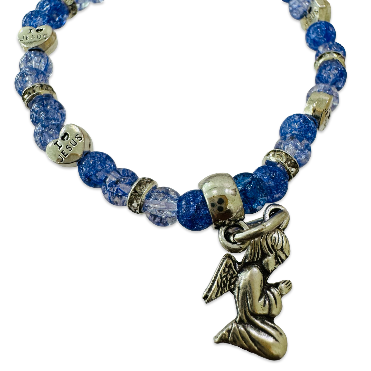 Crystal and Silver Guardian Angel Baby Bracelet in Case