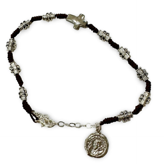 Padre Pio Cord Decade Bracelet with Cross