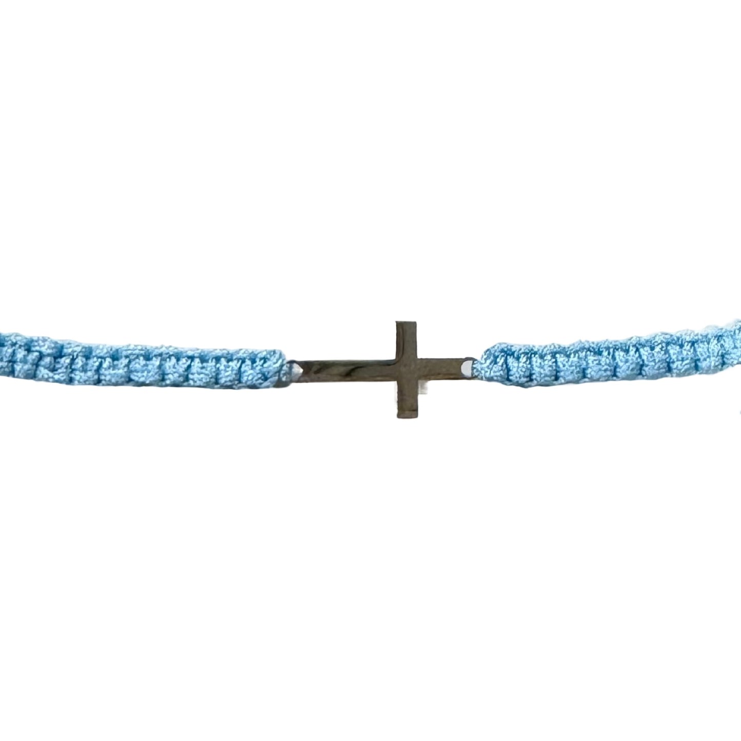 Braided Cord Adjustable Bracelet with Silver Cross