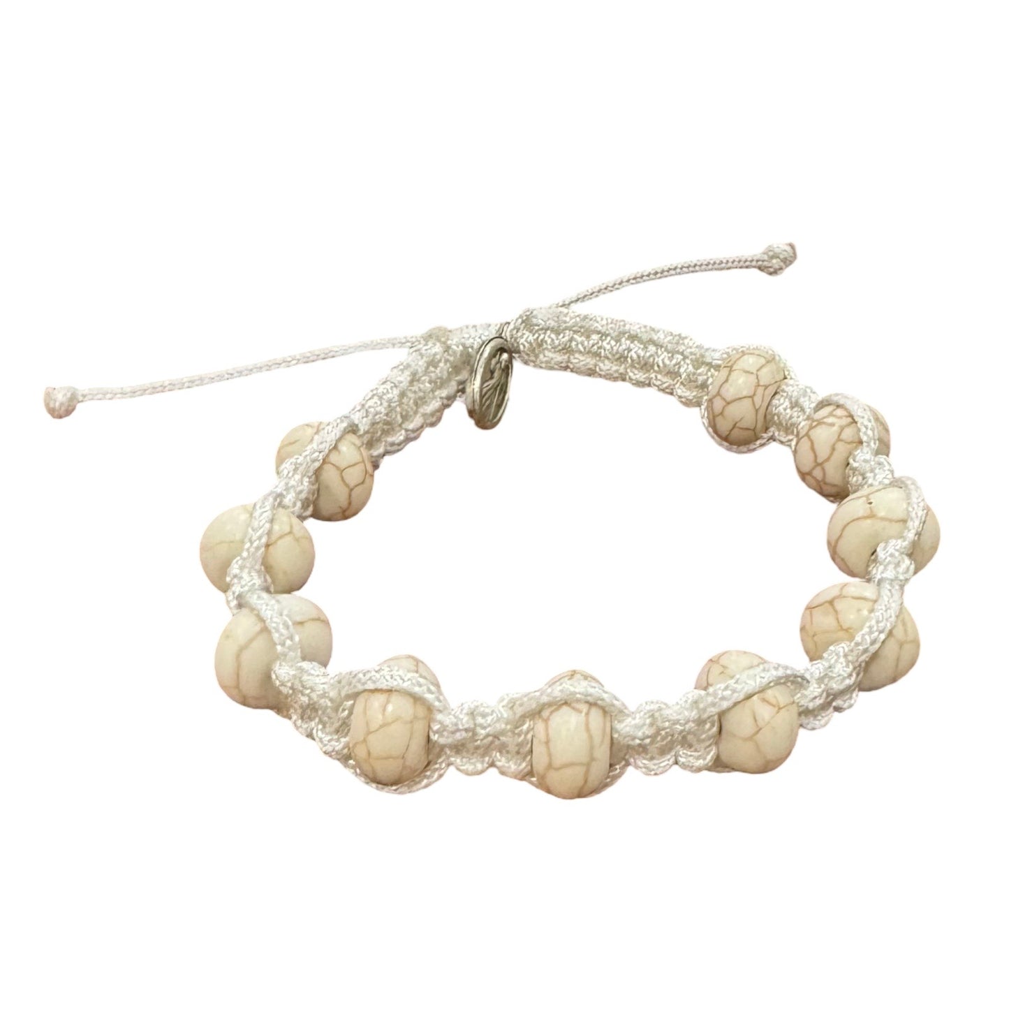 Smooth White Stone Decade Rosary Bracelet