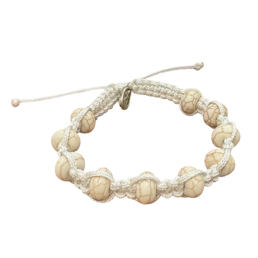 Smooth White Stone Decade Rosary Bracelet