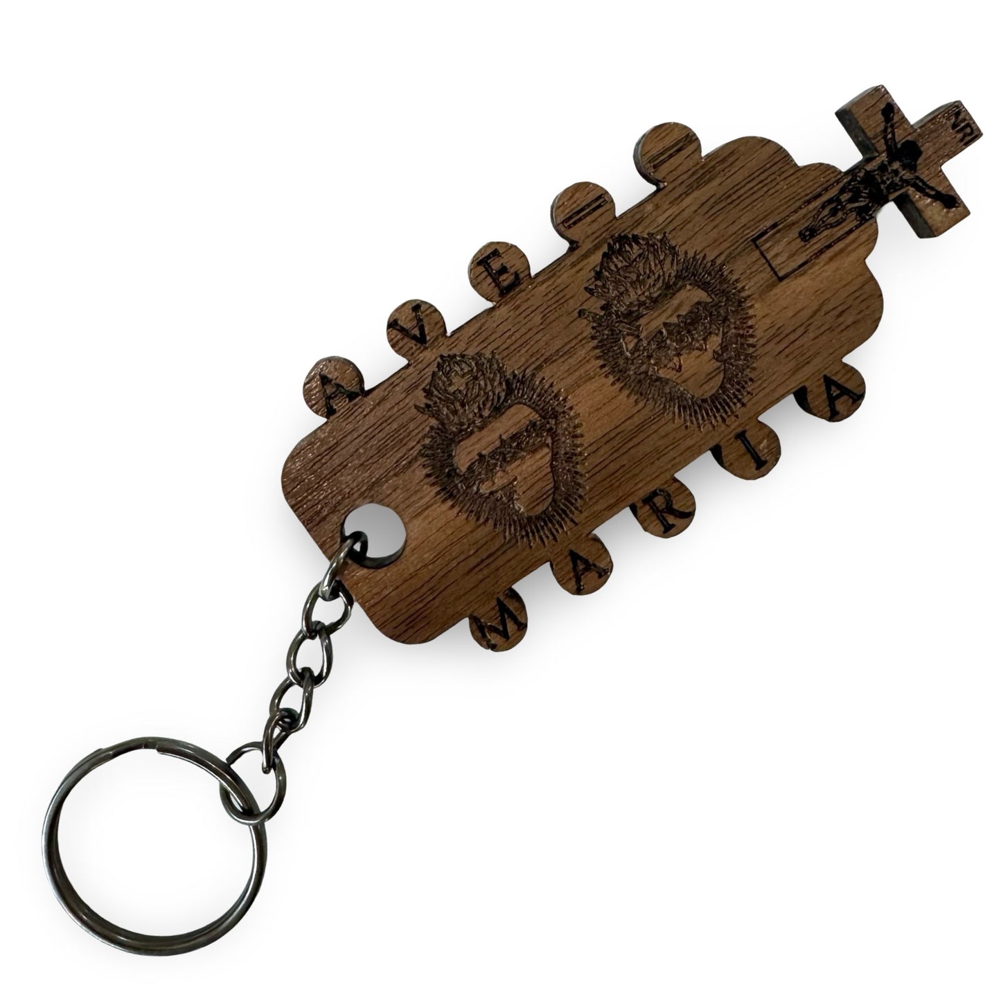 Handmade “Two Hearts” Wood Carved Keychain