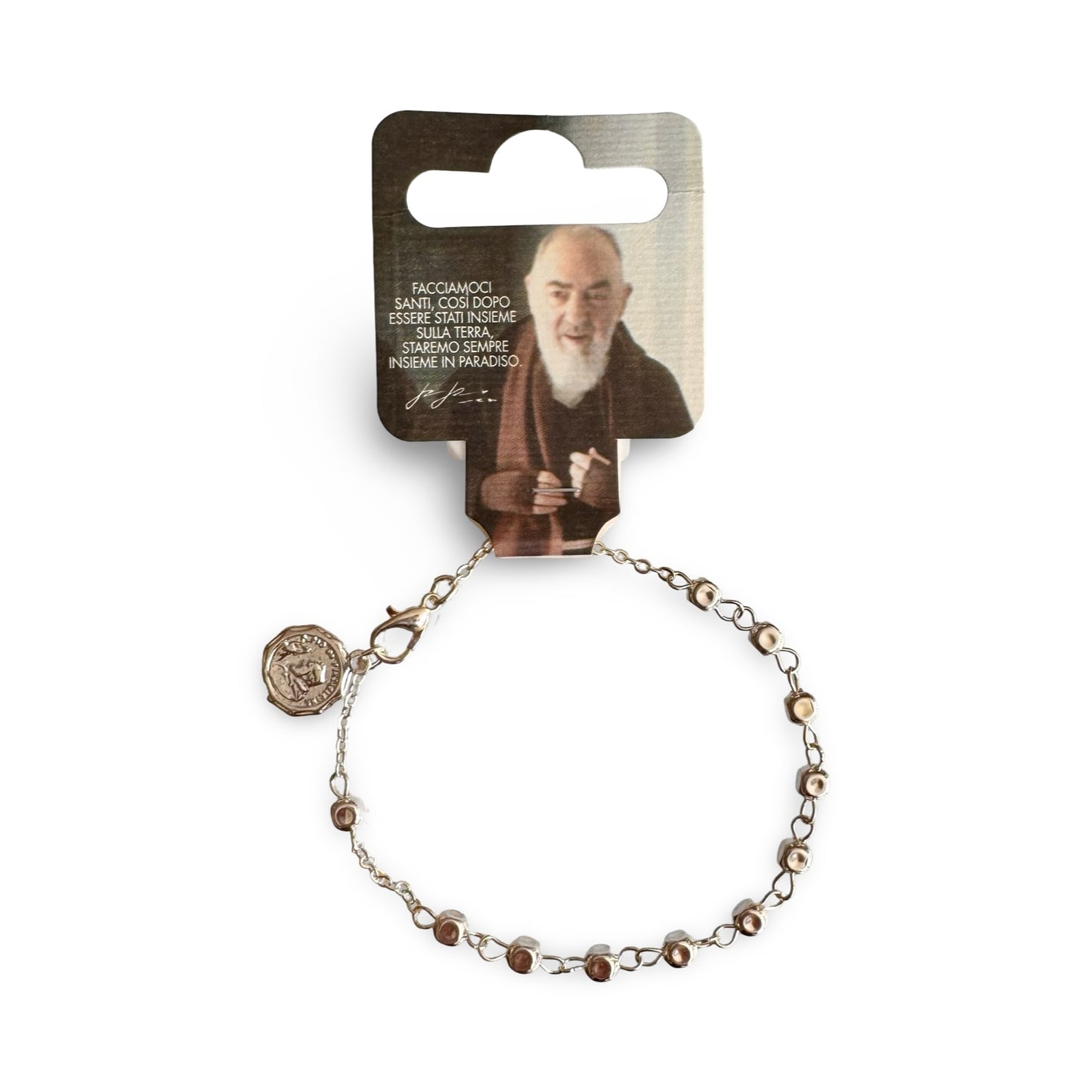 Padre Pio Silver Square Bracelet With Clasp
