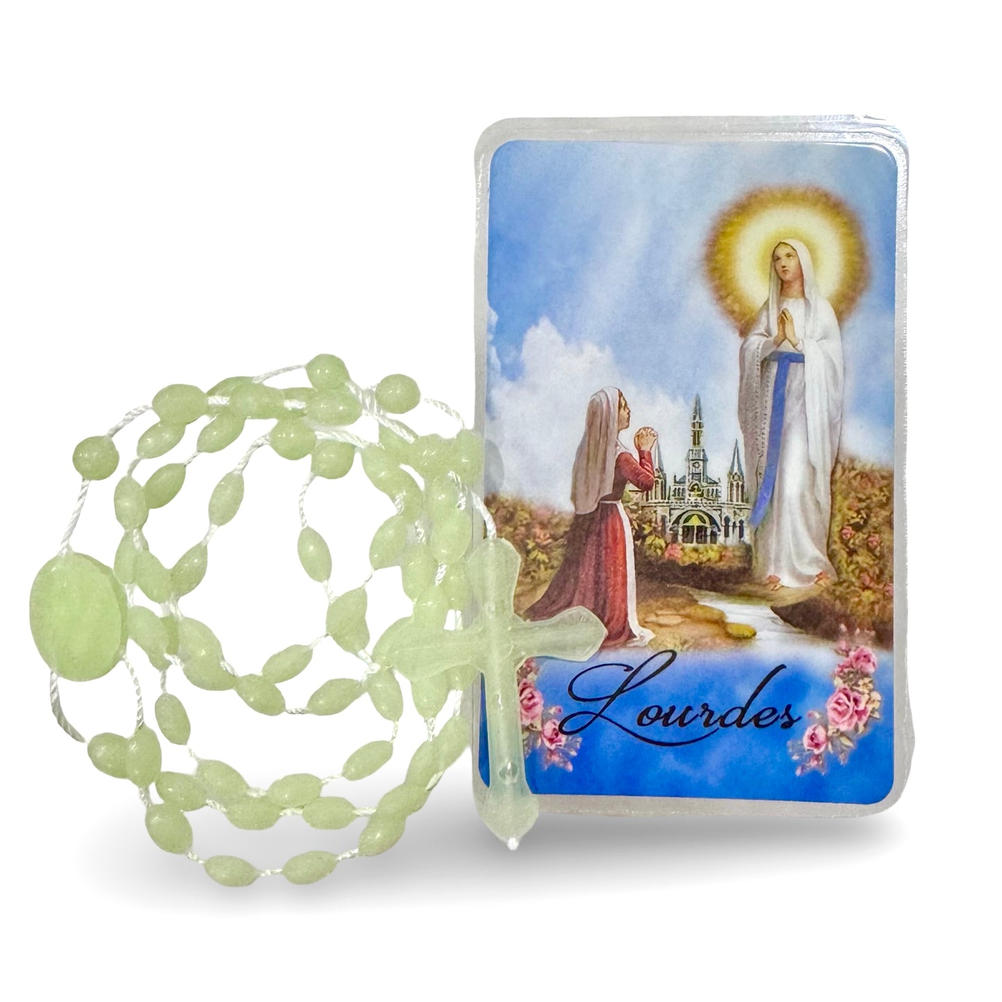 Lourdes Glow in the Dark Rosary With Holy Card