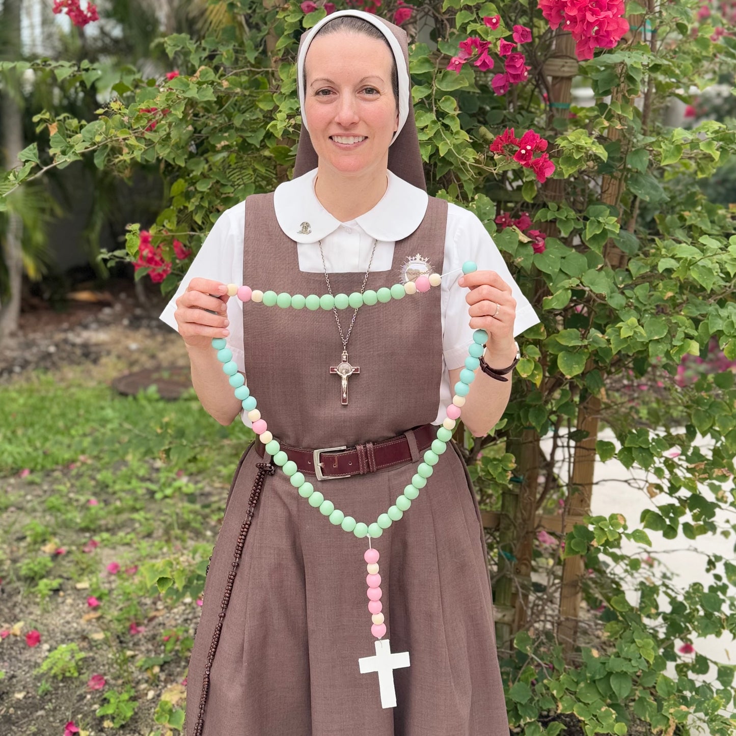 Handmade Extra Large Multicolored Wood Beaded Rosary by SCTJM