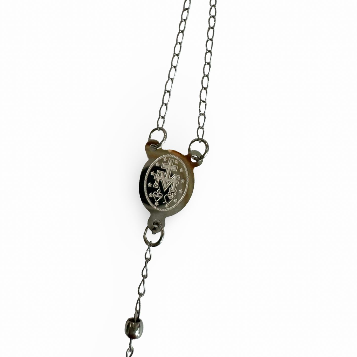 Padre Pio Sterling Silver Rosary Necklace