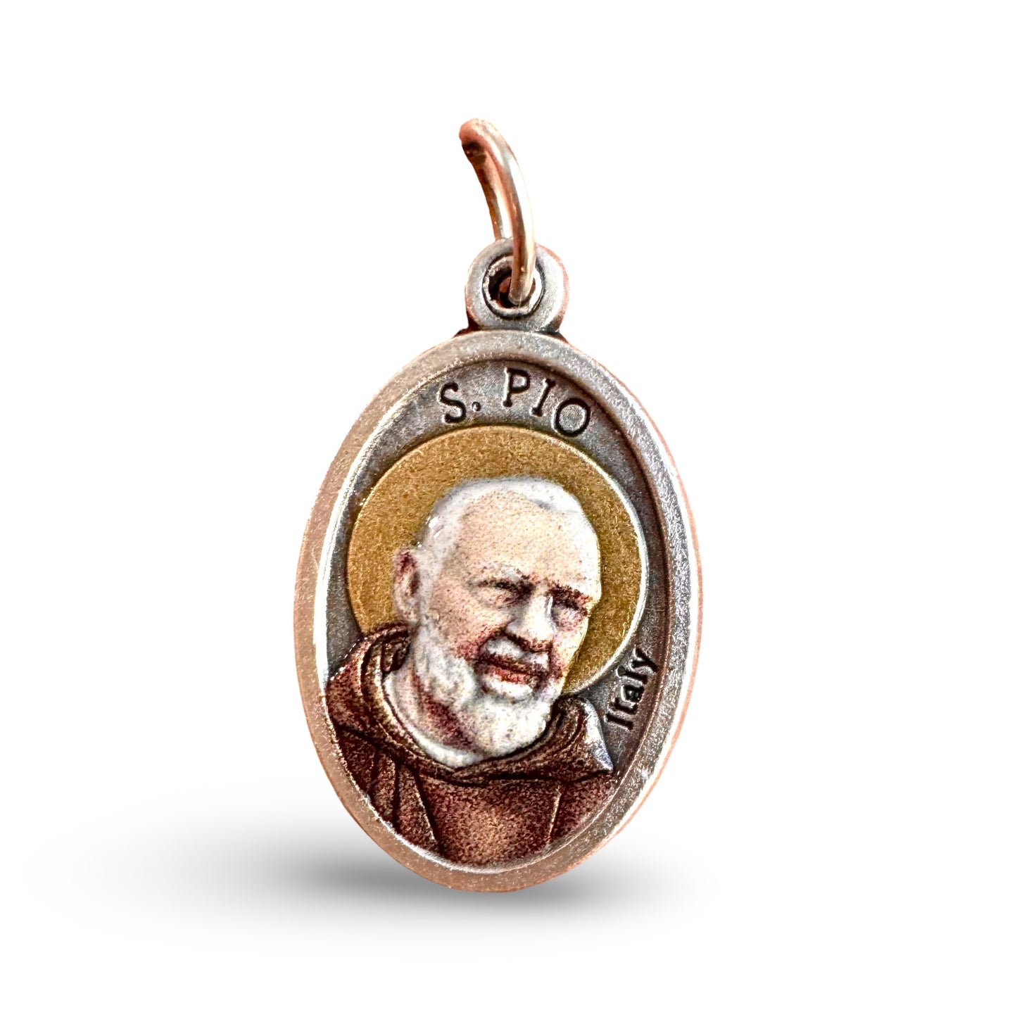 St. Padre Pio Painted Medal - touched to his first-class relic