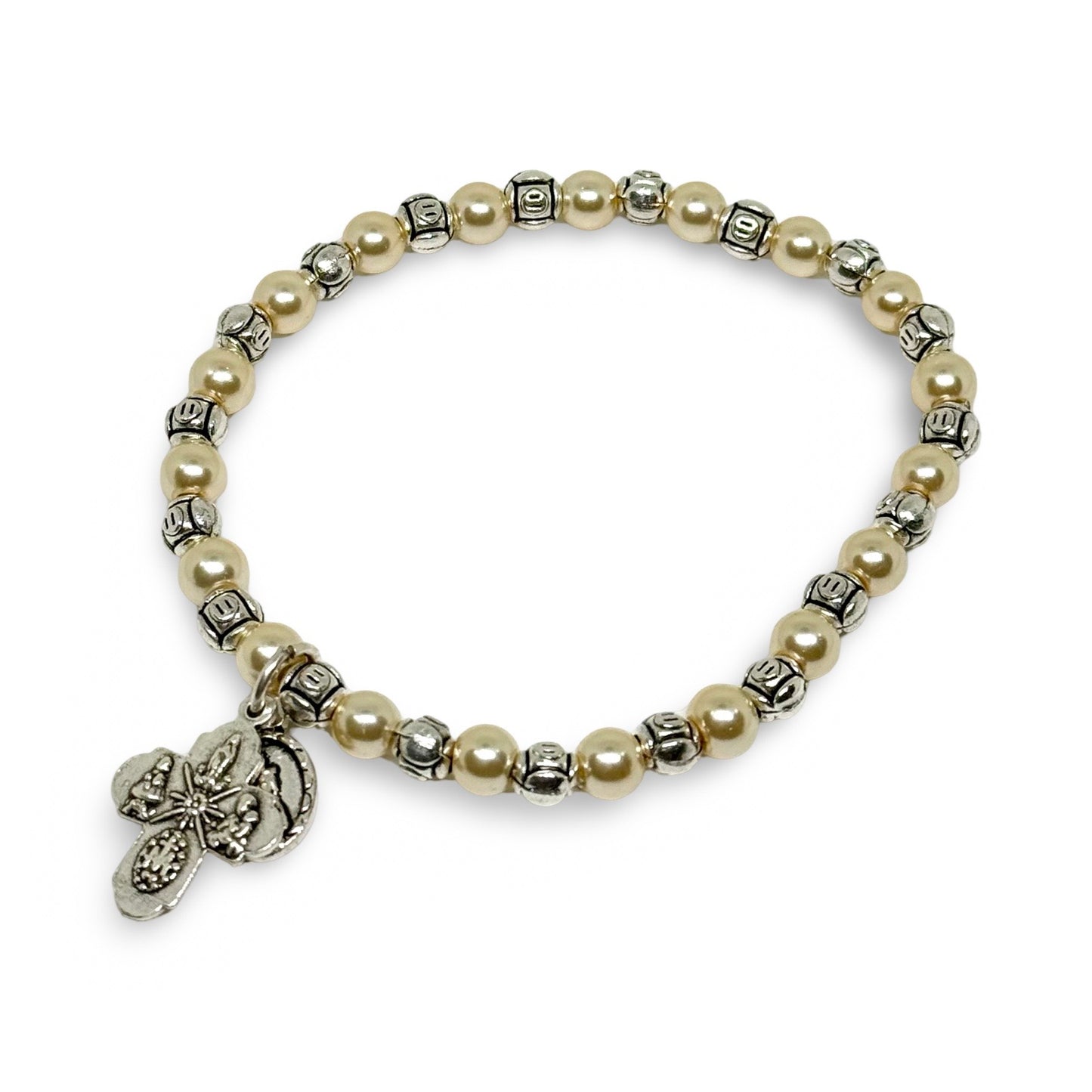 Pearl Fatima Bracelet with 4-way Cross Sacramental