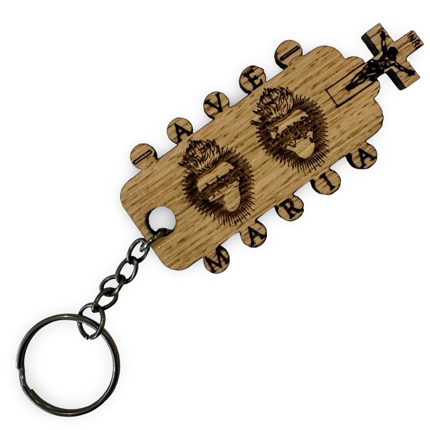 Handmade “Two Hearts” Wood Carved Keychain