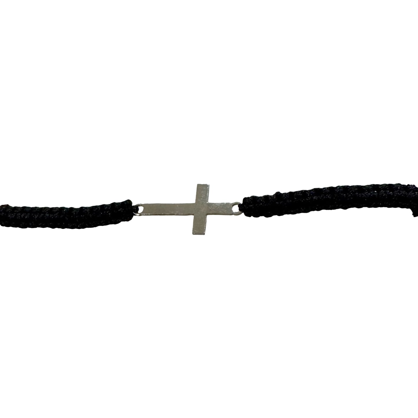 Braided Cord Adjustable Bracelet with Silver Cross