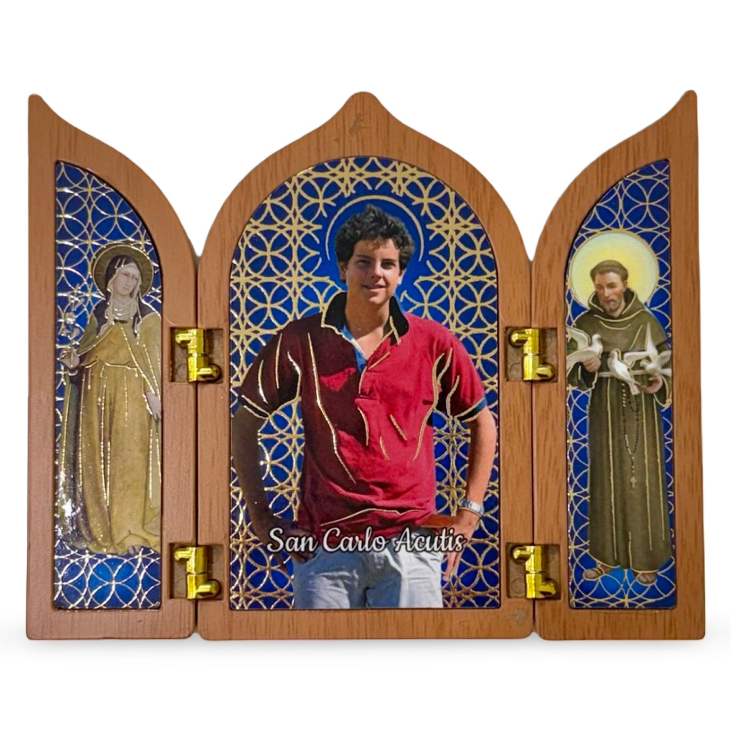 St. Carlo Acutis Folding Image with St. Francis and St. Clare