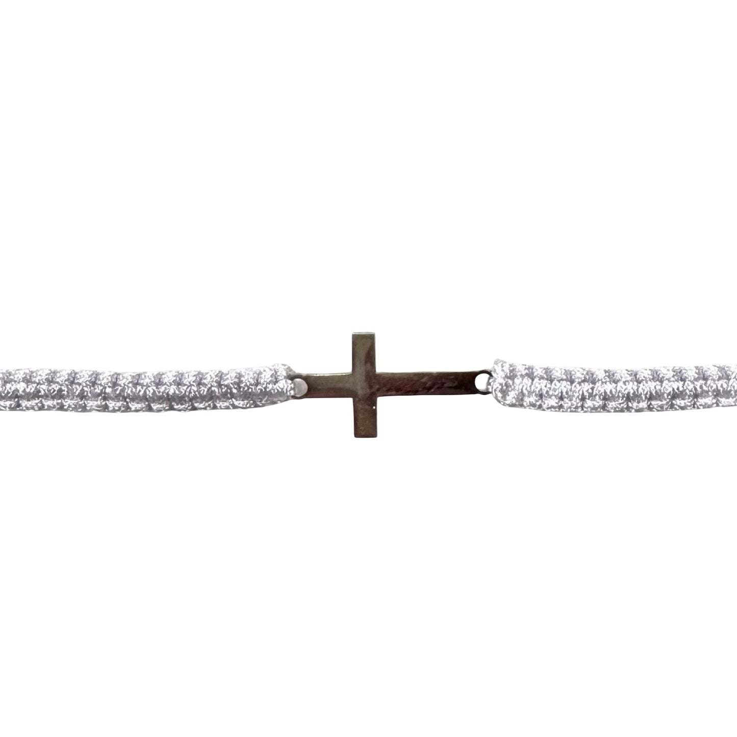 Braided Cord Adjustable Bracelet with Silver Cross