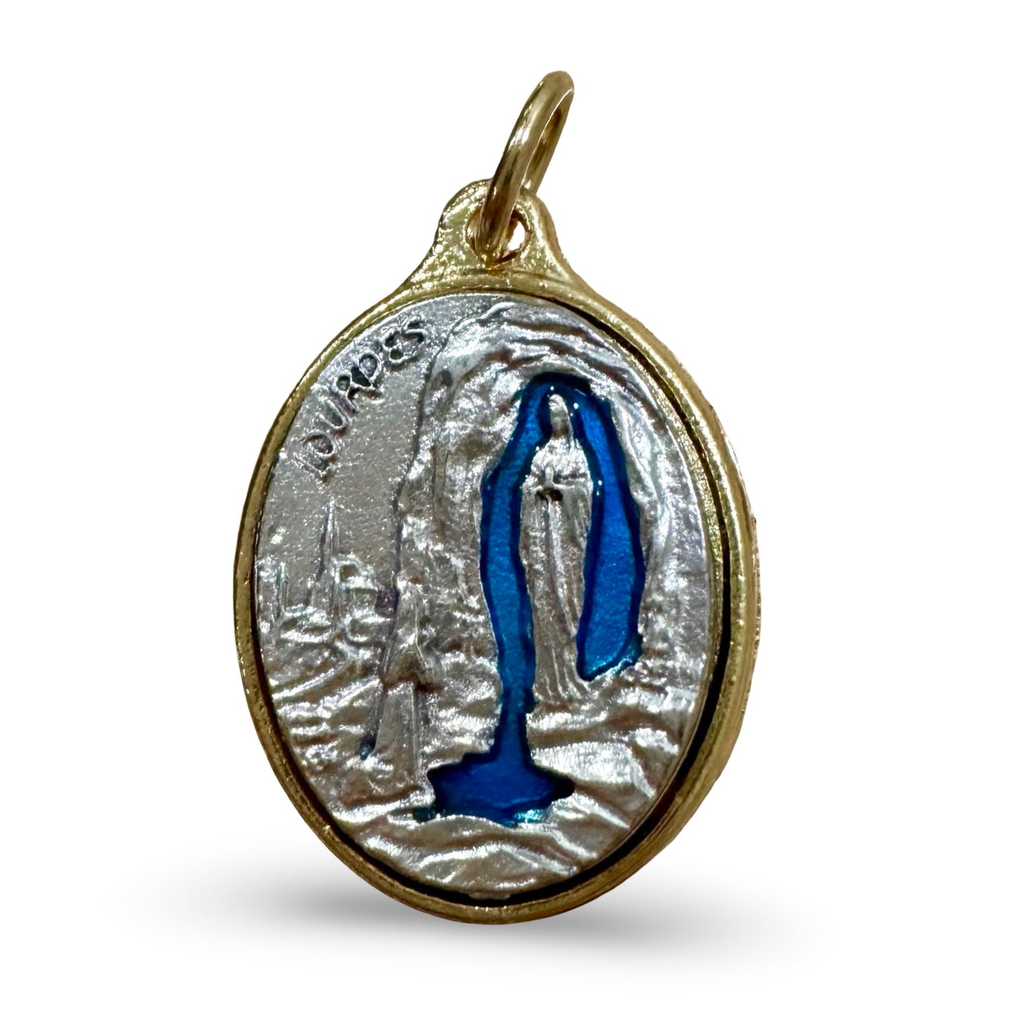 Raised Gold and Silver Our Lady of Lourdes Medal