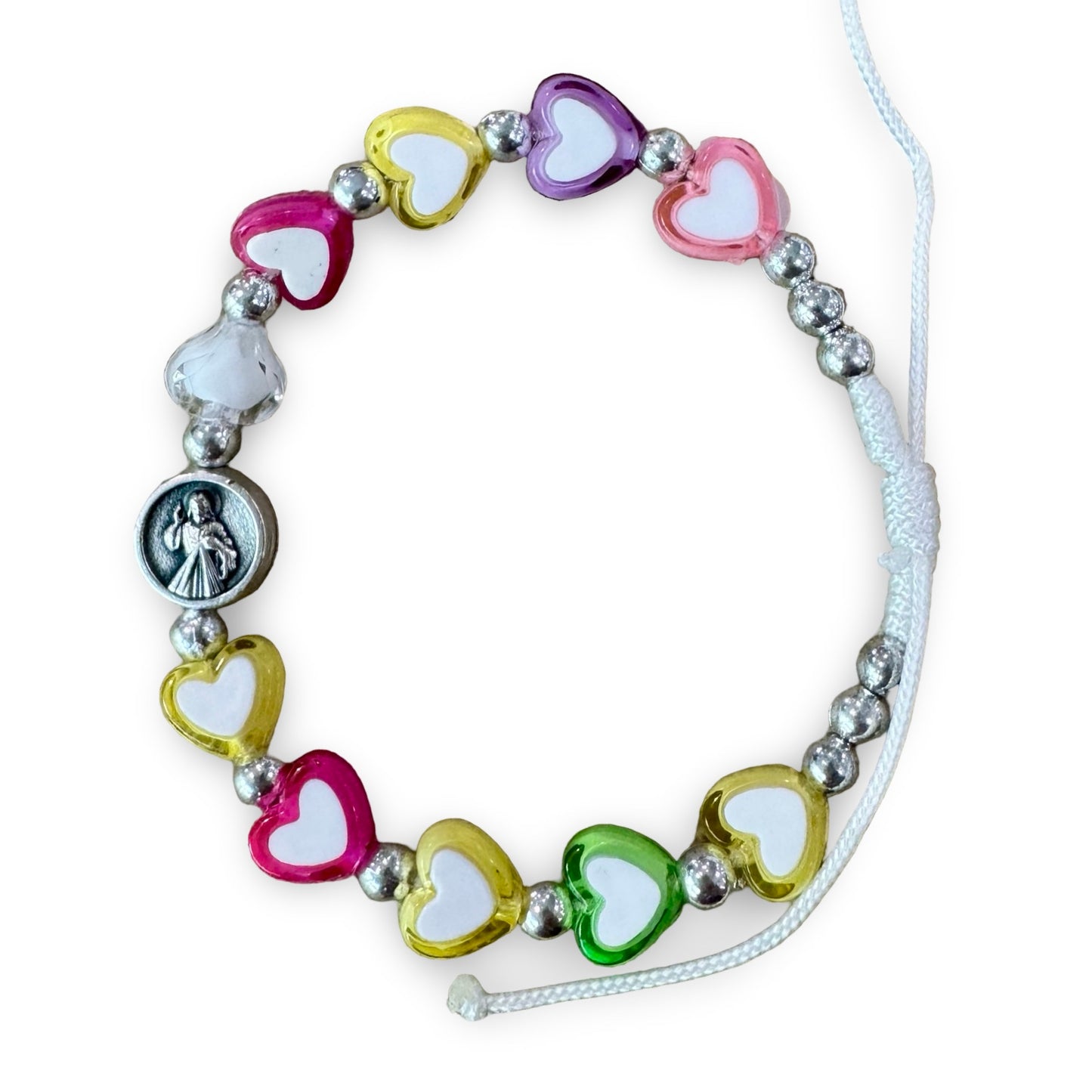 Colorful Heart-Shaped Queen of Peace Cord Bracelet