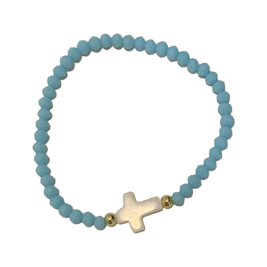 Rhinestone Bracelet With Imitation Pearl Cross
