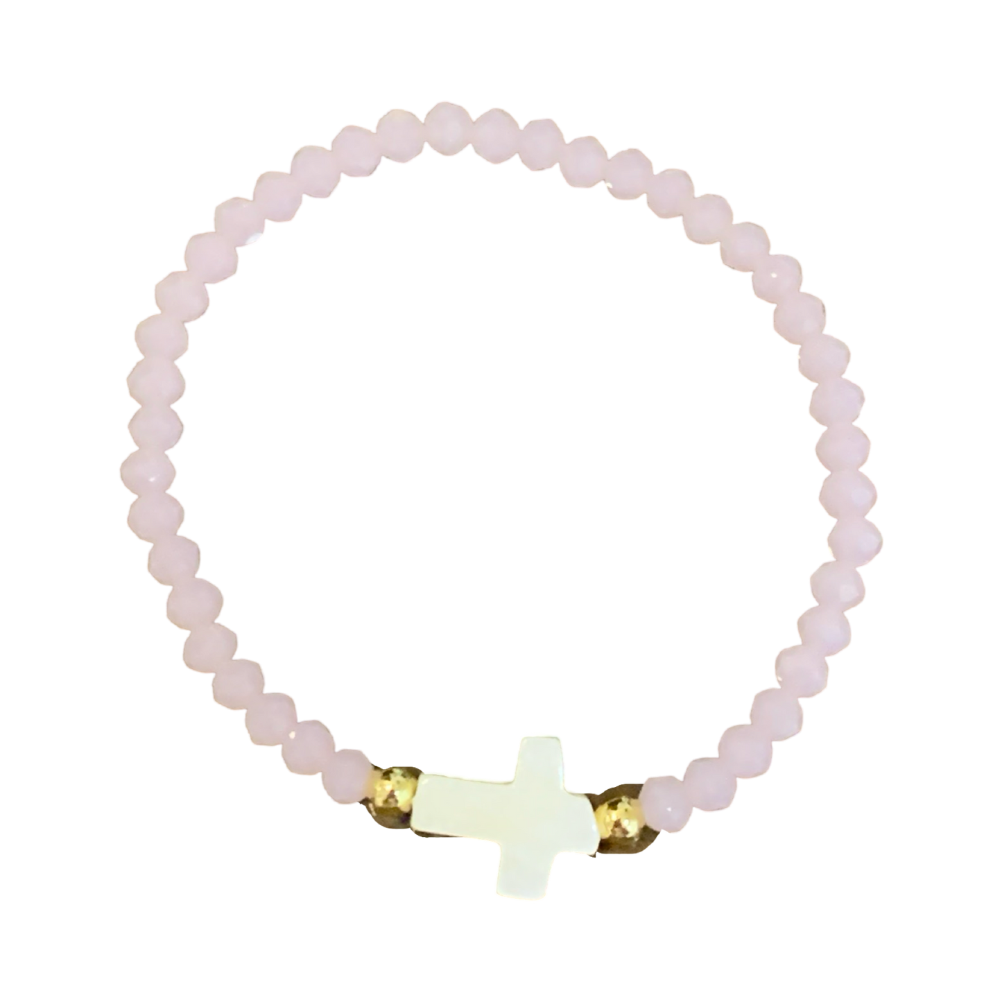 Rhinestone Bracelet With Imitation Pearl Cross