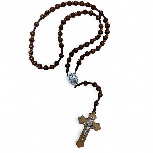 Embellished Padre Pio Wooden Rosary with Relic