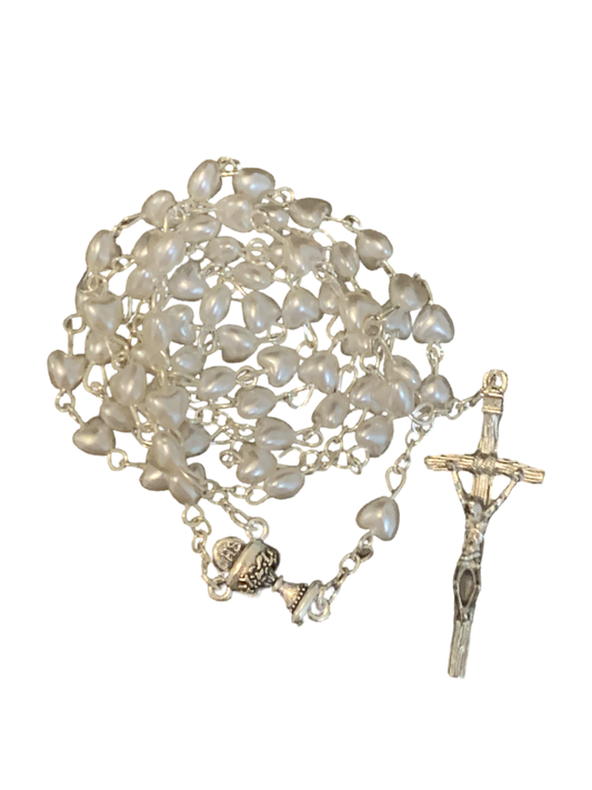 Beaded Heart Rosary with Chalice Center