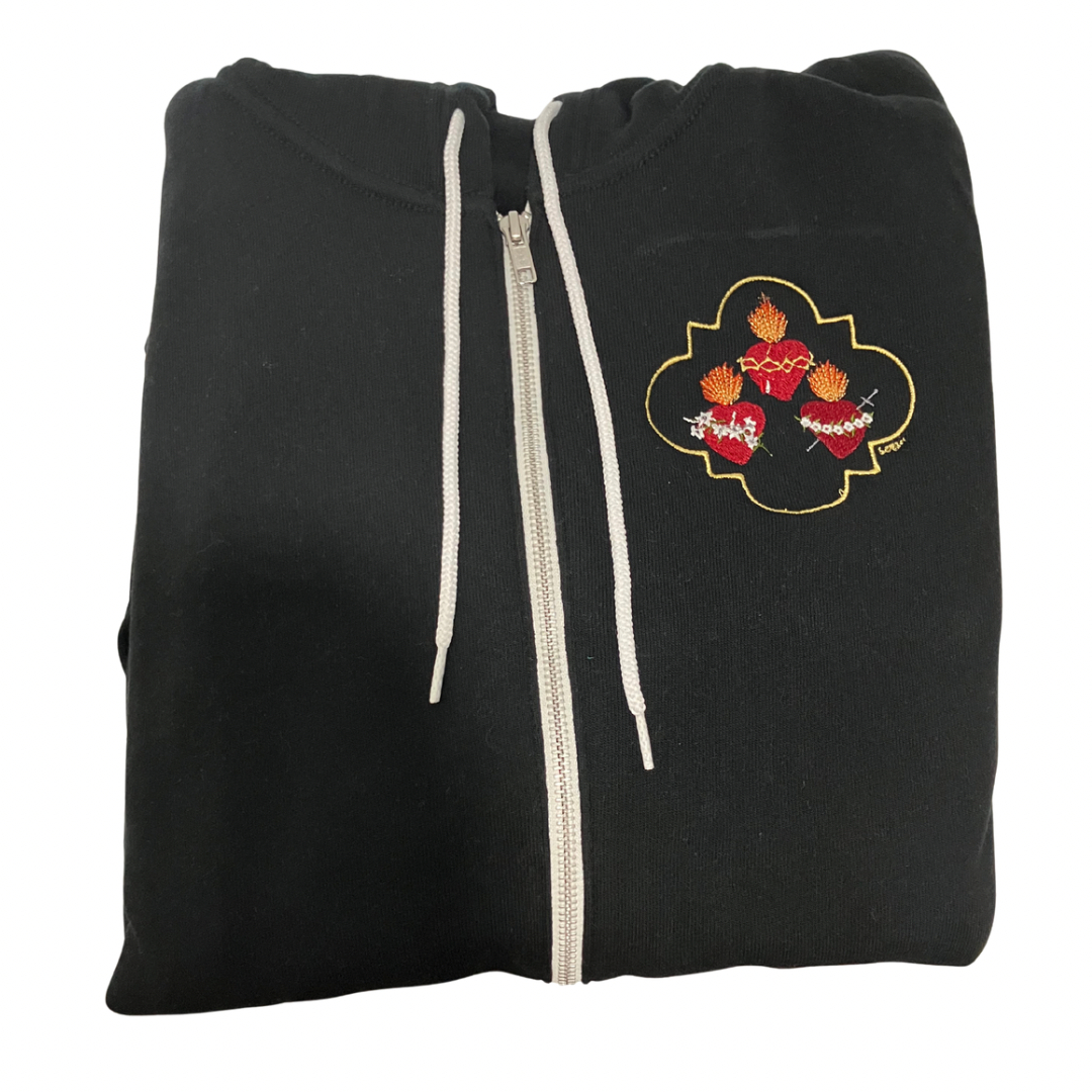 Jesus, Mary, and Joseph Embroidered Zip-up Sweater by SCTJM