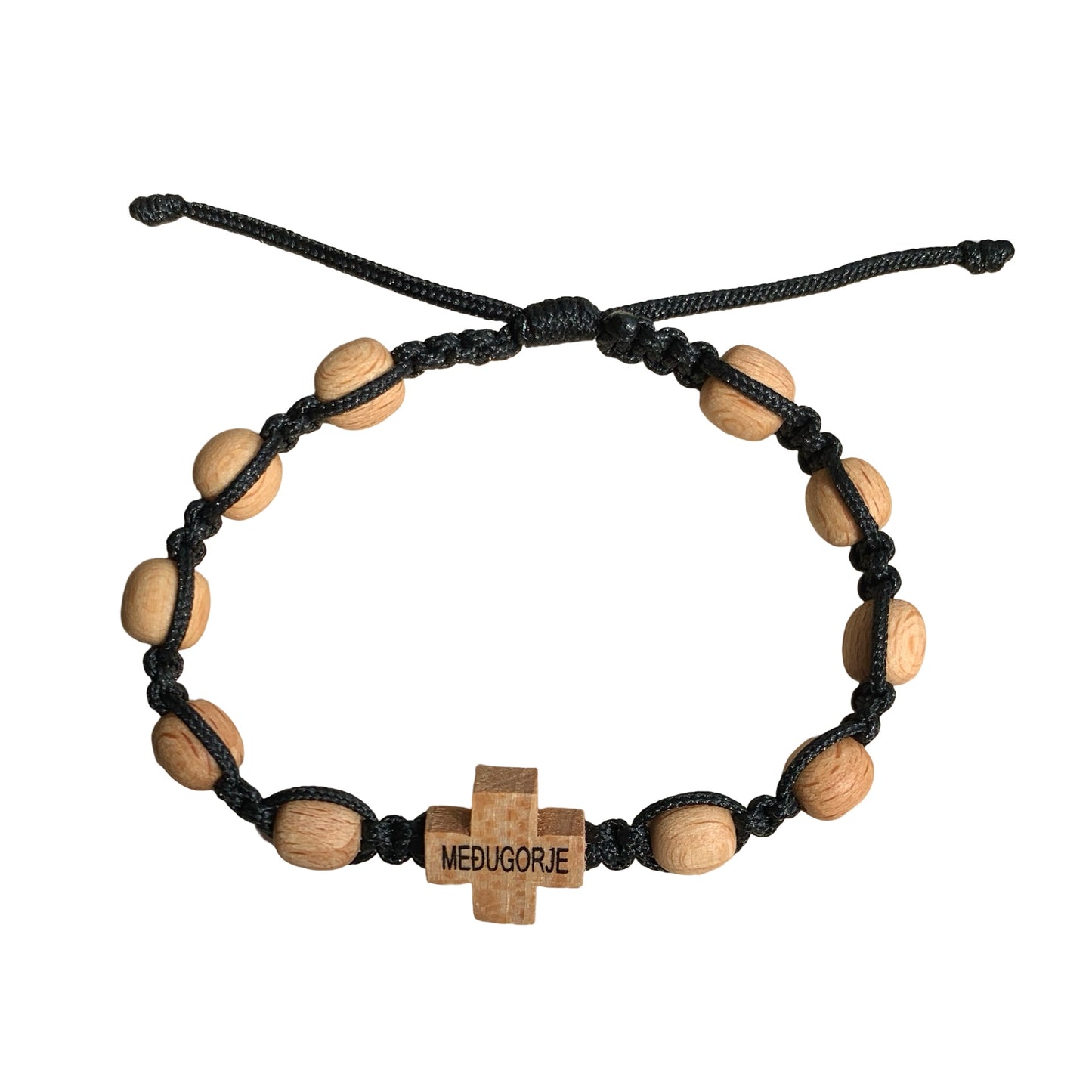 Braided Decade Rosary Bracelet with Wooden Cross