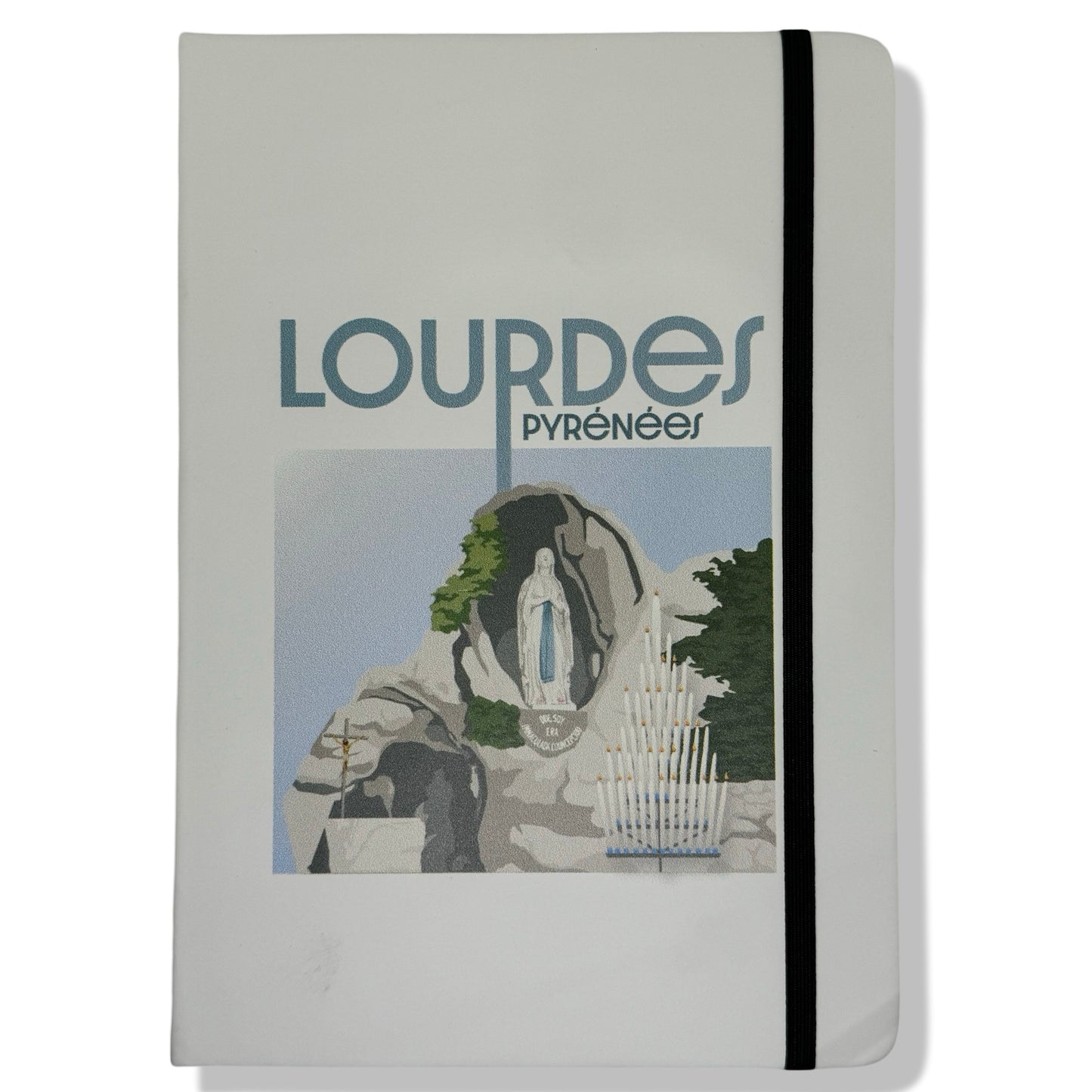 White Lourdes Notebook with Ribbon of Assorted Colors