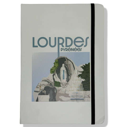 White Lourdes Notebook with Ribbon of Assorted Colors