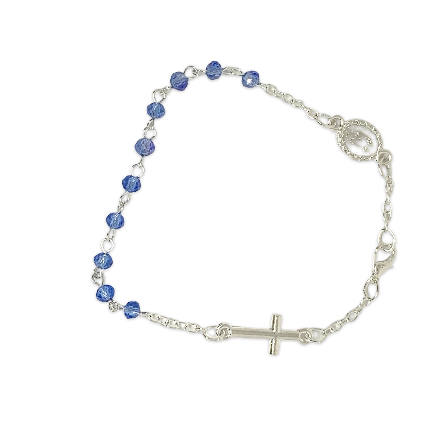 Crystal Rosary Decade Bracelet with Miraculous Medal and Crucifix