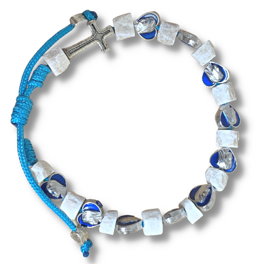 Marian Rosary Pouch with Stone Rosary Decade Bracelet