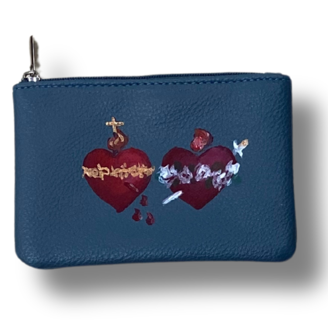 Hand-Painted Two Hearts Pouch