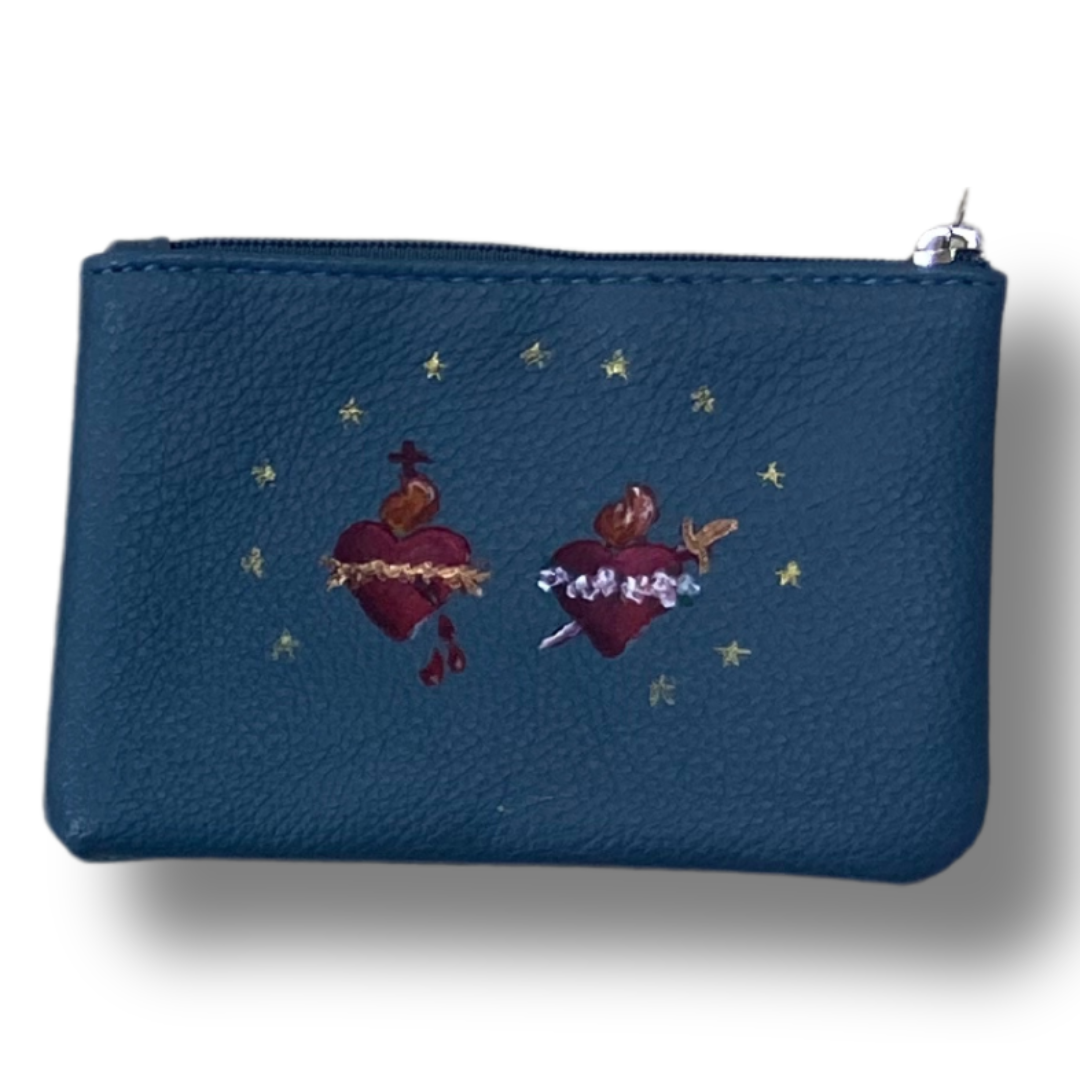 Hand-Painted Two Hearts Pouch