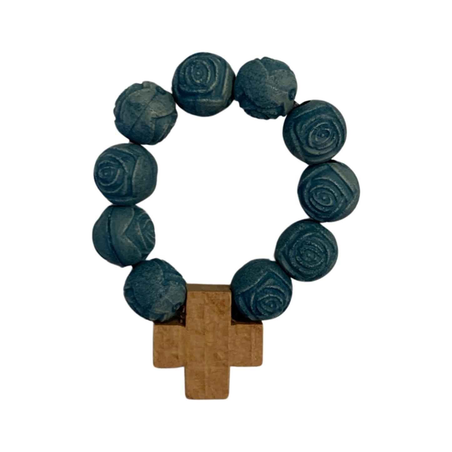 Wooden Flower Decade Rosary Ring of Assorted Colors