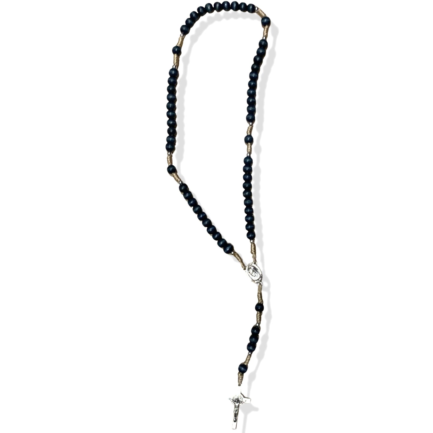Blue Bead with Cream String Queen of Peace Rosary
