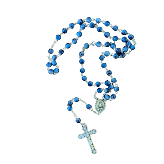Blue Beaded Fatima Rosary