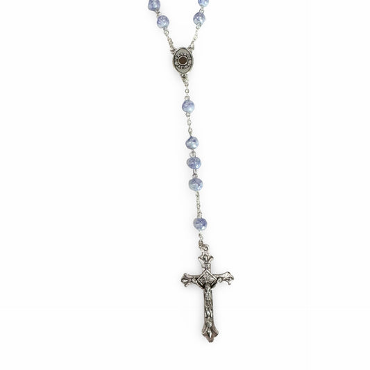 Blue Marbled Fatima Rosary with Soil