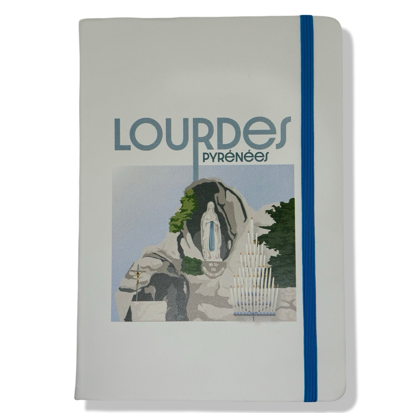 White Lourdes Notebook with Ribbon of Assorted Colors