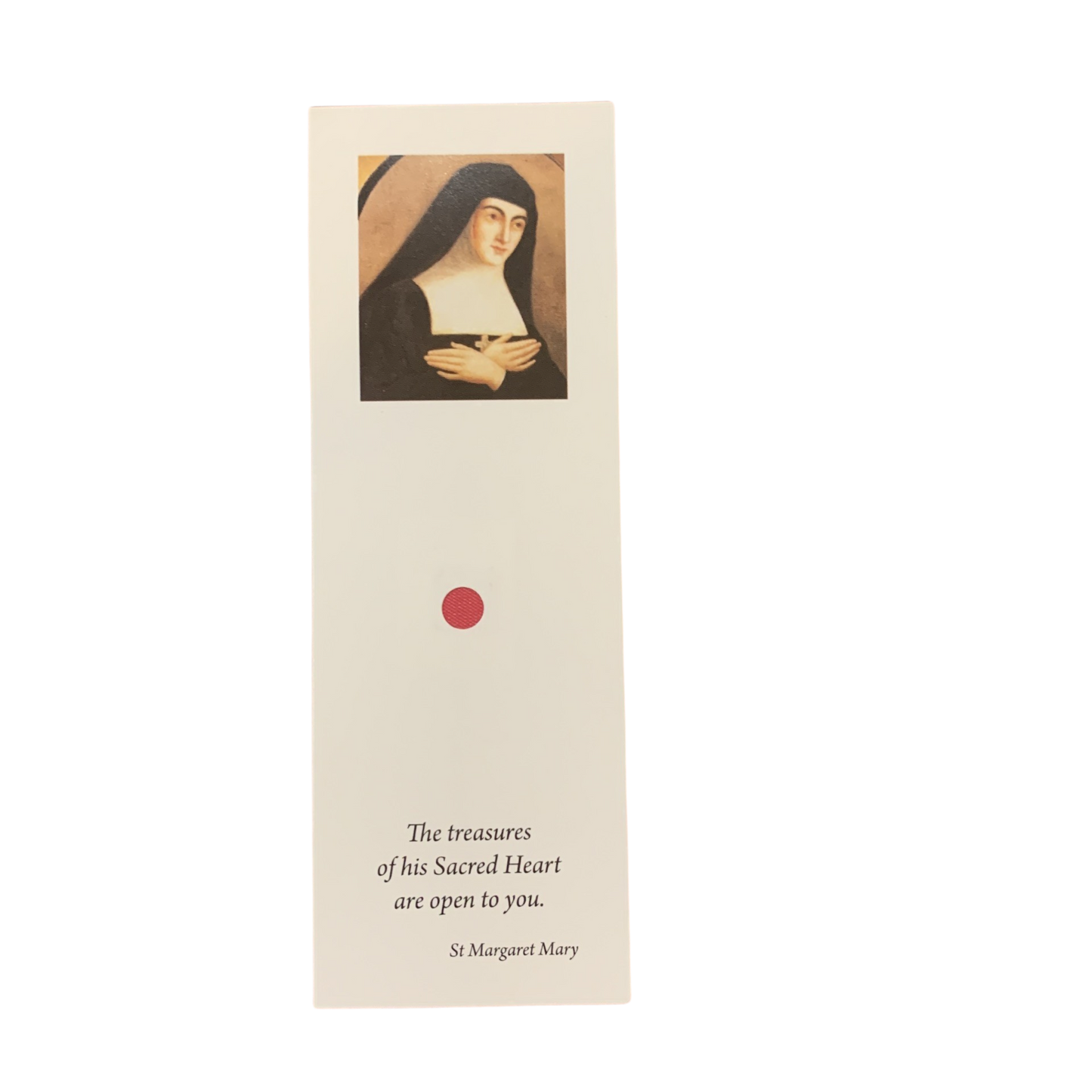 St. Margaret Mary Bookmark with Relic and Gold Sacred Heart Medal