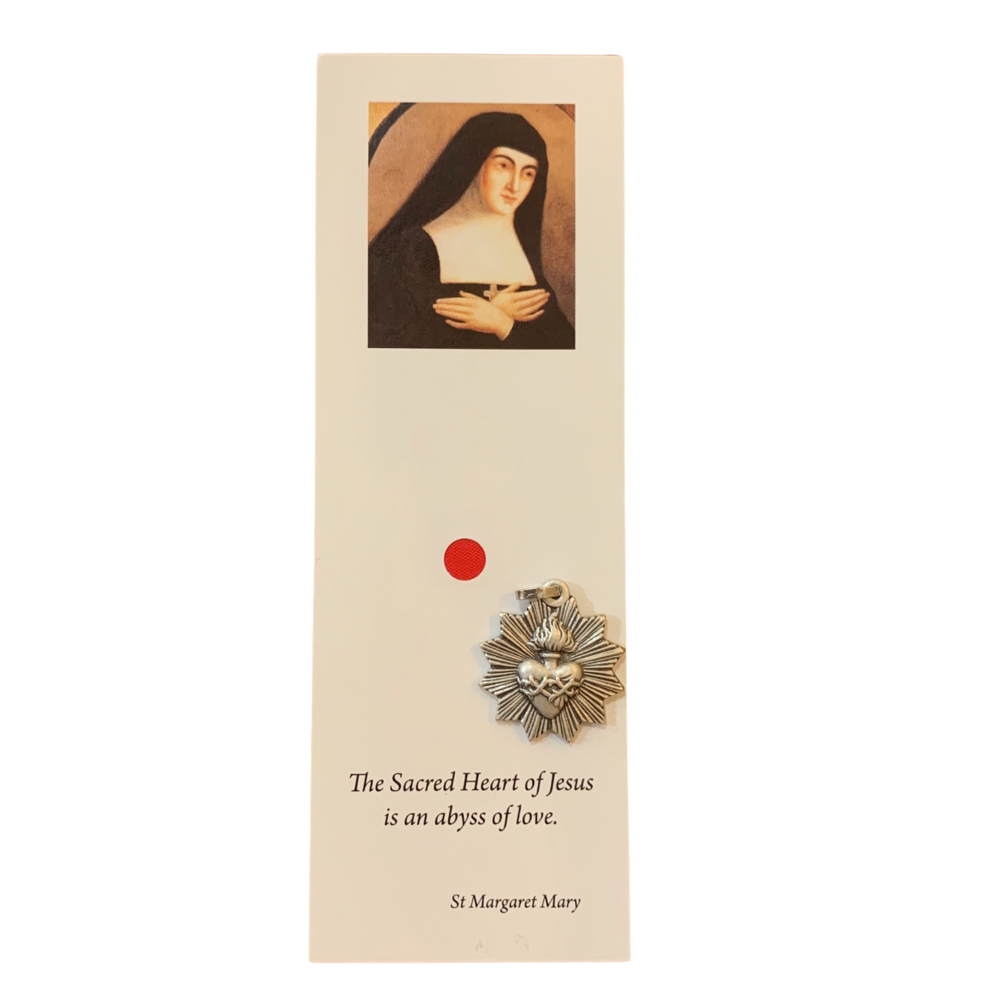 St. Margaret Mary Bookmark with Relic and Sacred Heart Medal